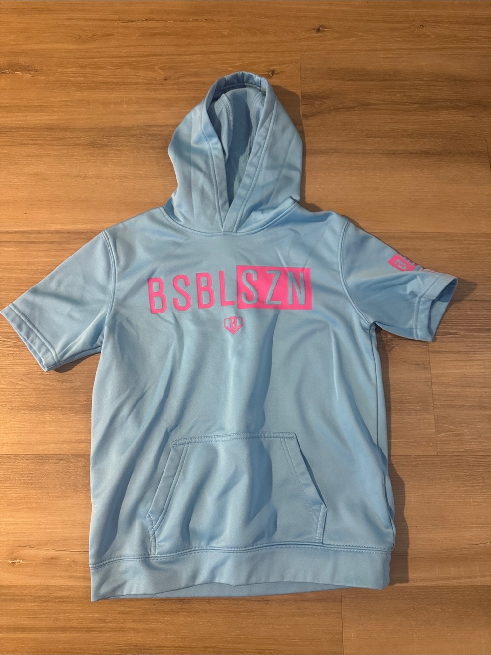 BSBL SZN Light Blue Short-Sleeve Hooded Pullover for Kids